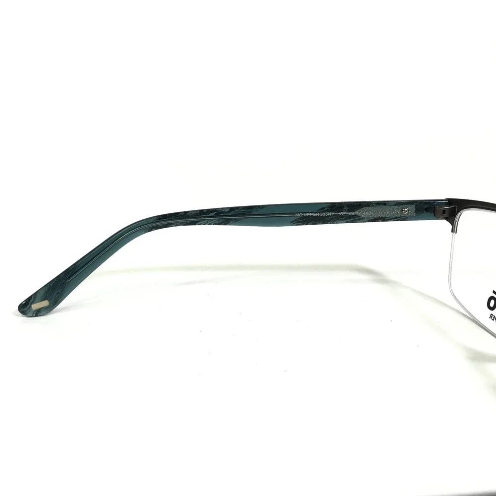 MO Eyewear Eyeglasses Frames UPPER 335NY C Gray Blue Horn Half Rim 53-17-140